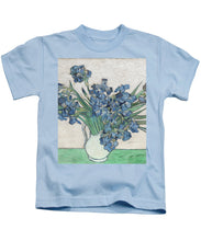 Vincent Van Gogh Irises Floral Purple - Kids T-Shirt Kids T-Shirt Pixels Light Blue Small 