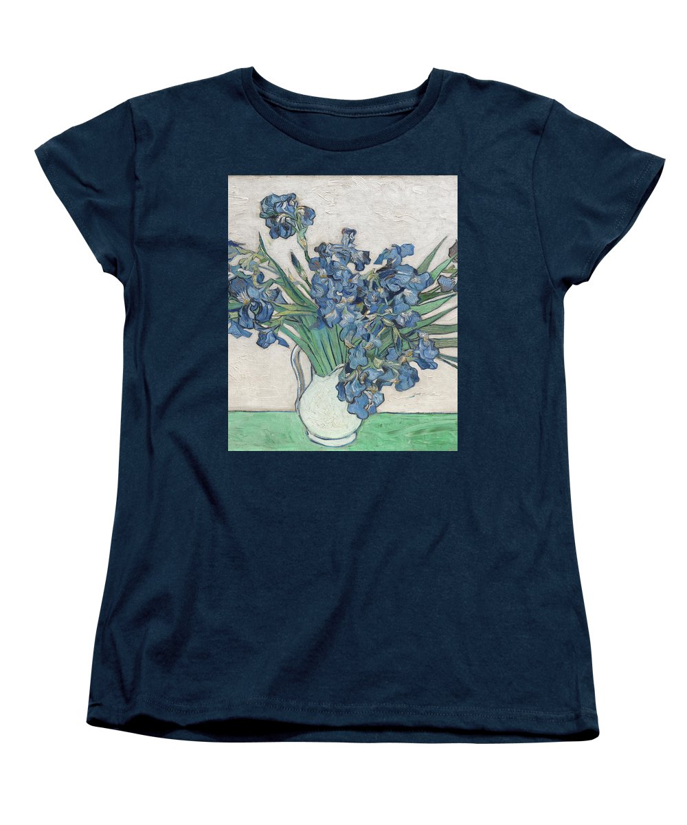 Vincent Van Gogh Irises Floral Purple - Women's T-Shirt (Standard Fit) Women's T-Shirt (Standard Fit) Pixels Navy Small 