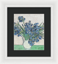 Vincent Van Gogh Irises Floral Purple - Framed Print Framed Print Pixels 8.375" x 10.000" White Black