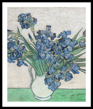 Vincent Van Gogh Irises Floral Purple - Framed Print Framed Print Pixels 30.000" x 36.000" Black White