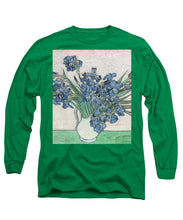 Vincent Van Gogh Irises Floral Purple - Long Sleeve T-Shirt Long Sleeve T-Shirt Pixels Kelly Green Small 