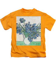 Vincent Van Gogh Irises Floral Purple - Kids T-Shirt Kids T-Shirt Pixels Gold Small 