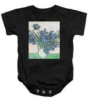 Vincent Van Gogh Irises Floral Purple - Baby Onesie Baby Onesie Pixels Black Small 