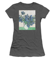 Vincent Van Gogh Irises Floral Purple - Women's T-Shirt (Athletic Fit) Women's T-Shirt (Athletic Fit) Pixels Charcoal Small 
