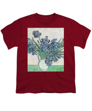 Vincent Van Gogh Irises Floral Purple - Youth T-Shirt Youth T-Shirt Pixels Cardinal Small 