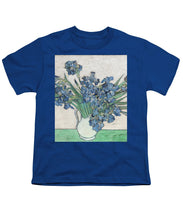 Vincent Van Gogh Irises Floral Purple - Youth T-Shirt Youth T-Shirt Pixels Royal Small 