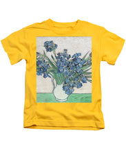 Vincent Van Gogh Irises Floral Purple - Kids T-Shirt Kids T-Shirt Pixels Yellow Small 