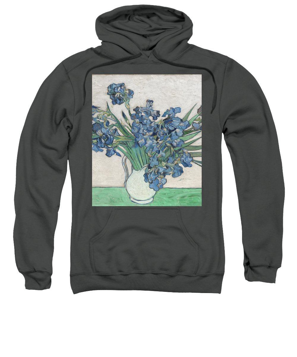 Vincent Van Gogh Irises Floral Purple - Sweatshirt Sweatshirt Pixels Charcoal Small 