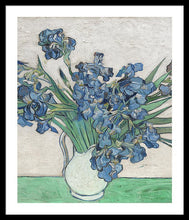 Vincent Van Gogh Irises Floral Purple - Framed Print Framed Print Pixels 25.000" x 30.000" Black White