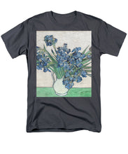Vincent Van Gogh Irises Floral Purple - Men's T-Shirt  (Regular Fit) Men's T-Shirt (Regular Fit) Pixels Charcoal Small 