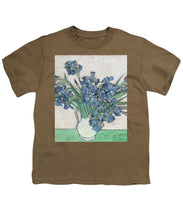 Vincent Van Gogh Irises Floral Purple - Youth T-Shirt Youth T-Shirt Pixels Safari Green Small 