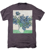 Vincent Van Gogh Irises Floral Purple - Men's Premium T-Shirt Men's Premium T-Shirt Pixels Moth Heather Small 