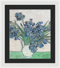 Vincent Van Gogh Irises Floral Purple - Framed Print Framed Print Pixels 16.625" x 20.000" White Black