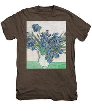 Vincent Van Gogh Irises Floral Purple - Men's Premium T-Shirt Men's Premium T-Shirt Pixels Mocha Heather Small 