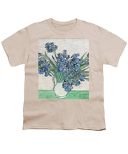Vincent Van Gogh Irises Floral Purple - Youth T-Shirt Youth T-Shirt Pixels Cream Small 