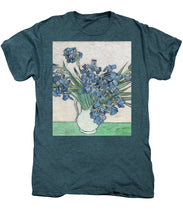 Vincent Van Gogh Irises Floral Purple - Men's Premium T-Shirt Men's Premium T-Shirt Pixels Steel Blue Heather Small 