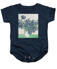 Vincent Van Gogh Irises Floral Purple - Baby Onesie Baby Onesie Pixels Navy Small 