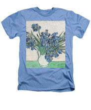 Vincent Van Gogh Irises Floral Purple - Heathers T-Shirt Heathers T-Shirt Pixels Light Blue Small 