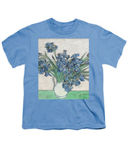 Vincent Van Gogh Irises Floral Purple - Youth T-Shirt Youth T-Shirt Pixels Carolina Blue Small 