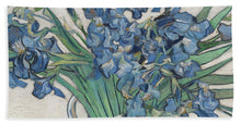 Vincent Van Gogh Irises Floral Purple - Beach Towel Beach Towel Pixels Beach Towel (32" x 64")  