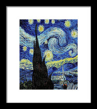 Vincent Van Gogh Starry Night Painting - Framed Print Framed Print Pixels 8.375" x 10.000" Black White