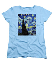 Vincent Van Gogh Starry Night Painting - Women's T-Shirt (Standard Fit) Women's T-Shirt (Standard Fit) Pixels Light Blue Small 