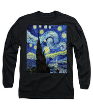 Vincent Van Gogh Starry Night Painting - Long Sleeve T-Shirt Long Sleeve T-Shirt Pixels Black Small 