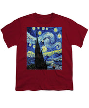 Vincent Van Gogh Starry Night Painting - Youth T-Shirt Youth T-Shirt Pixels Cardinal Small 