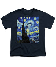 Vincent Van Gogh Starry Night Painting - Youth T-Shirt Youth T-Shirt Pixels Navy Small 