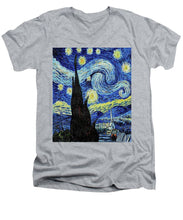 Vincent Van Gogh Starry Night Painting - Men's V-Neck T-Shirt Men's V-Neck T-Shirt Pixels Heather Small 