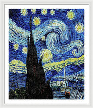 Vincent Van Gogh Starry Night Painting - Framed Print Framed Print Pixels 33.375" x 40.000" White White