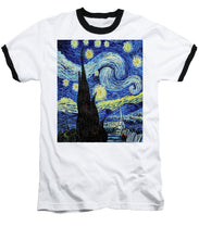 Vincent Van Gogh Starry Night Painting - Baseball T-Shirt Baseball T-Shirt Pixels White / Black Small 