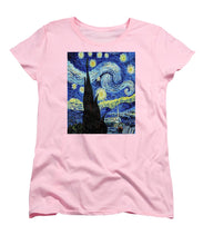 Vincent Van Gogh Starry Night Painting - Women's T-Shirt (Standard Fit) Women's T-Shirt (Standard Fit) Pixels Pink Small 