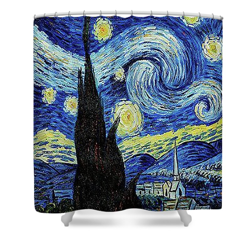 Vincent Van Gogh Starry Night Painting - Shower Curtain Shower Curtain Pixels 71