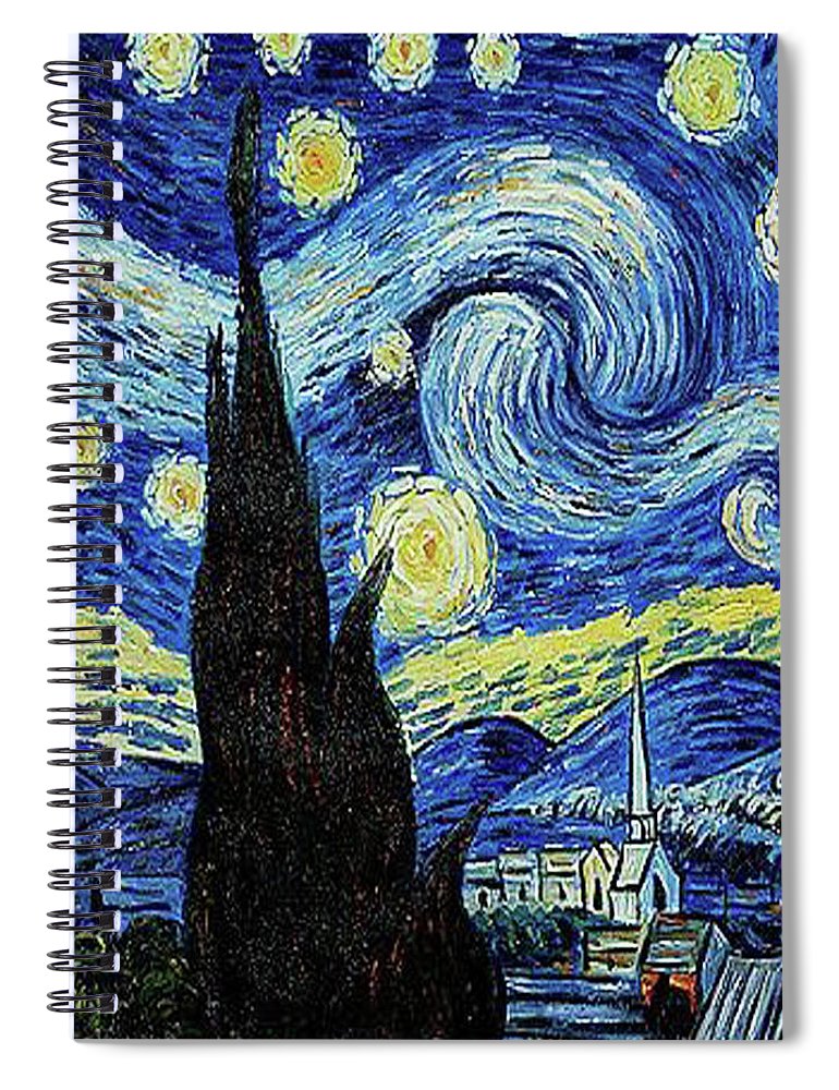 Vincent Van Gogh Starry Night Painting - Spiral Notebook Spiral Notebook Pixels 6