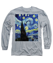 Vincent Van Gogh Starry Night Painting - Long Sleeve T-Shirt Long Sleeve T-Shirt Pixels Heather Small 