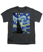 Vincent Van Gogh Starry Night Painting - Youth T-Shirt Youth T-Shirt Pixels Charcoal Small 