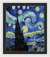 Vincent Van Gogh Starry Night Painting - Framed Print Framed Print Pixels 25.000" x 30.000" White Black