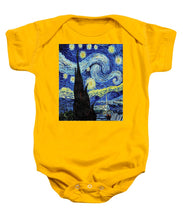 Vincent Van Gogh Starry Night Painting - Baby Onesie Baby Onesie Pixels Gold Small 
