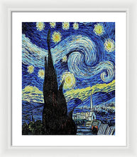 Vincent Van Gogh Starry Night Painting - Framed Print Framed Print Pixels 16.625" x 20.000" White White