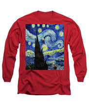 Vincent Van Gogh Starry Night Painting - Long Sleeve T-Shirt Long Sleeve T-Shirt Pixels Red Small 