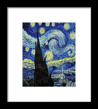 Vincent Van Gogh Starry Night Painting - Framed Print Framed Print Pixels 6.625" x 8.000" Black White