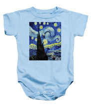 Vincent Van Gogh Starry Night Painting - Baby Onesie Baby Onesie Pixels Light Blue Small 