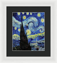 Vincent Van Gogh Starry Night Painting - Framed Print Framed Print Pixels 10.000" x 12.000" White Black