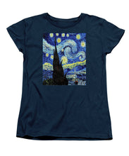 Vincent Van Gogh Starry Night Painting - Women's T-Shirt (Standard Fit) Women's T-Shirt (Standard Fit) Pixels Navy Small 