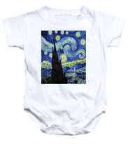 Vincent Van Gogh Starry Night Painting - Baby Onesie Baby Onesie Pixels White Small 