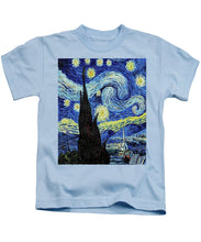 Vincent Van Gogh Starry Night Painting - Kids T-Shirt Kids T-Shirt Pixels Light Blue Small 