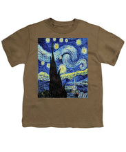 Vincent Van Gogh Starry Night Painting - Youth T-Shirt Youth T-Shirt Pixels Safari Green Small 