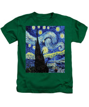 Vincent Van Gogh Starry Night Painting - Kids T-Shirt Kids T-Shirt Pixels Kelly Green Small 