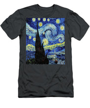 Vincent Van Gogh Starry Night Painting - Men's T-Shirt (Athletic Fit) Men's T-Shirt (Athletic Fit) Pixels Charcoal Small 